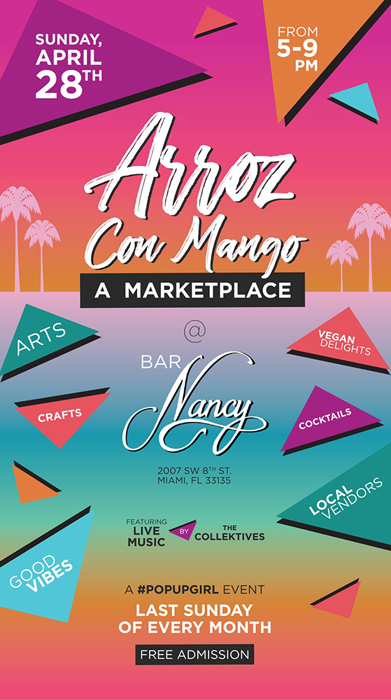 Arroz Con Mango! A Marketplace! Music by The Collektives!!! @ Bar Nancy - Sunday, April 28, at 5 PM – 9 PM