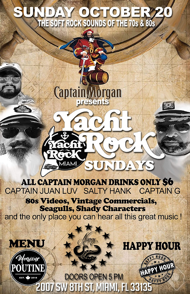 Captain Morgan's Yacht Rock Sundays! @ Bar Nancy