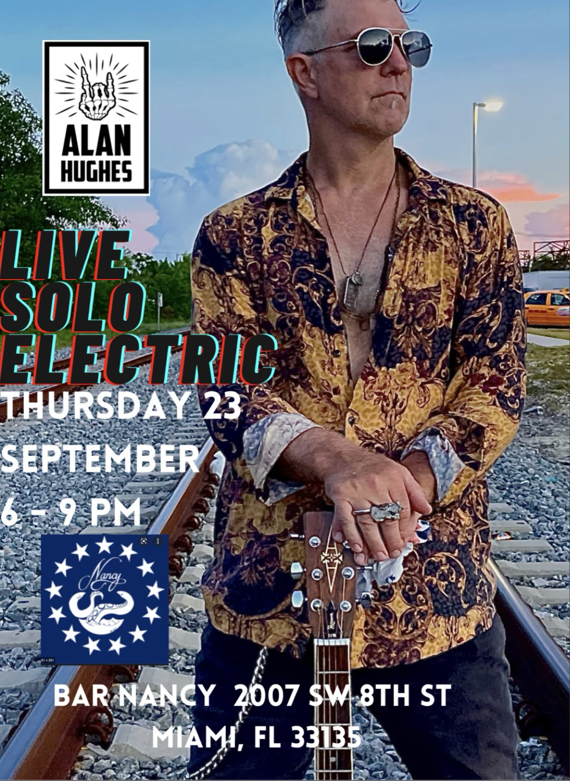 Alan Hughes - Live Solo Electric - Happy Hour at Bar Nancy - September 23 - Time 6pm