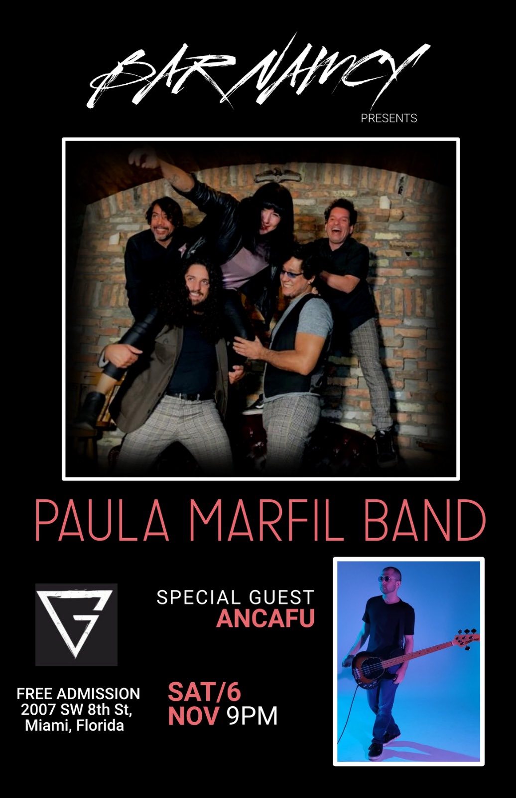 Paula Marfil Band at Bar Nancy with special guest Ancafu - Sat Nov 6 at 9PM