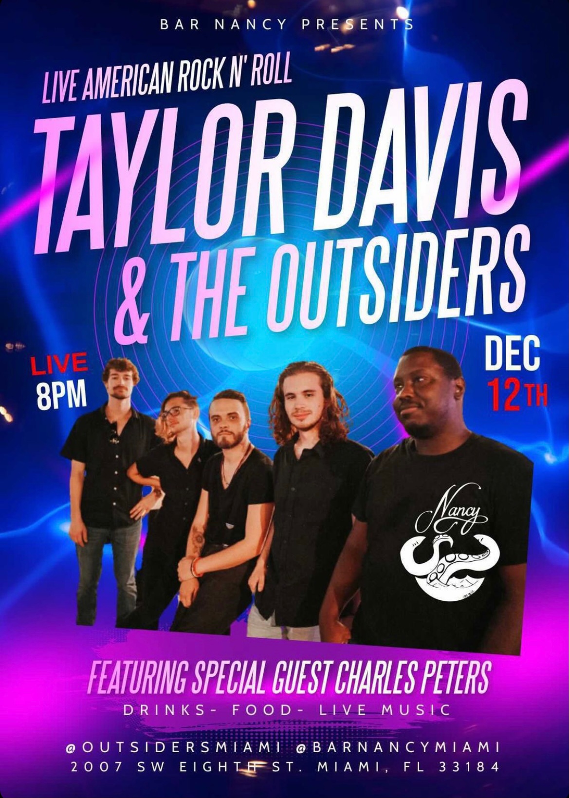 Taylor Davis & The Outsiders at Bar Nancy - Dec 12