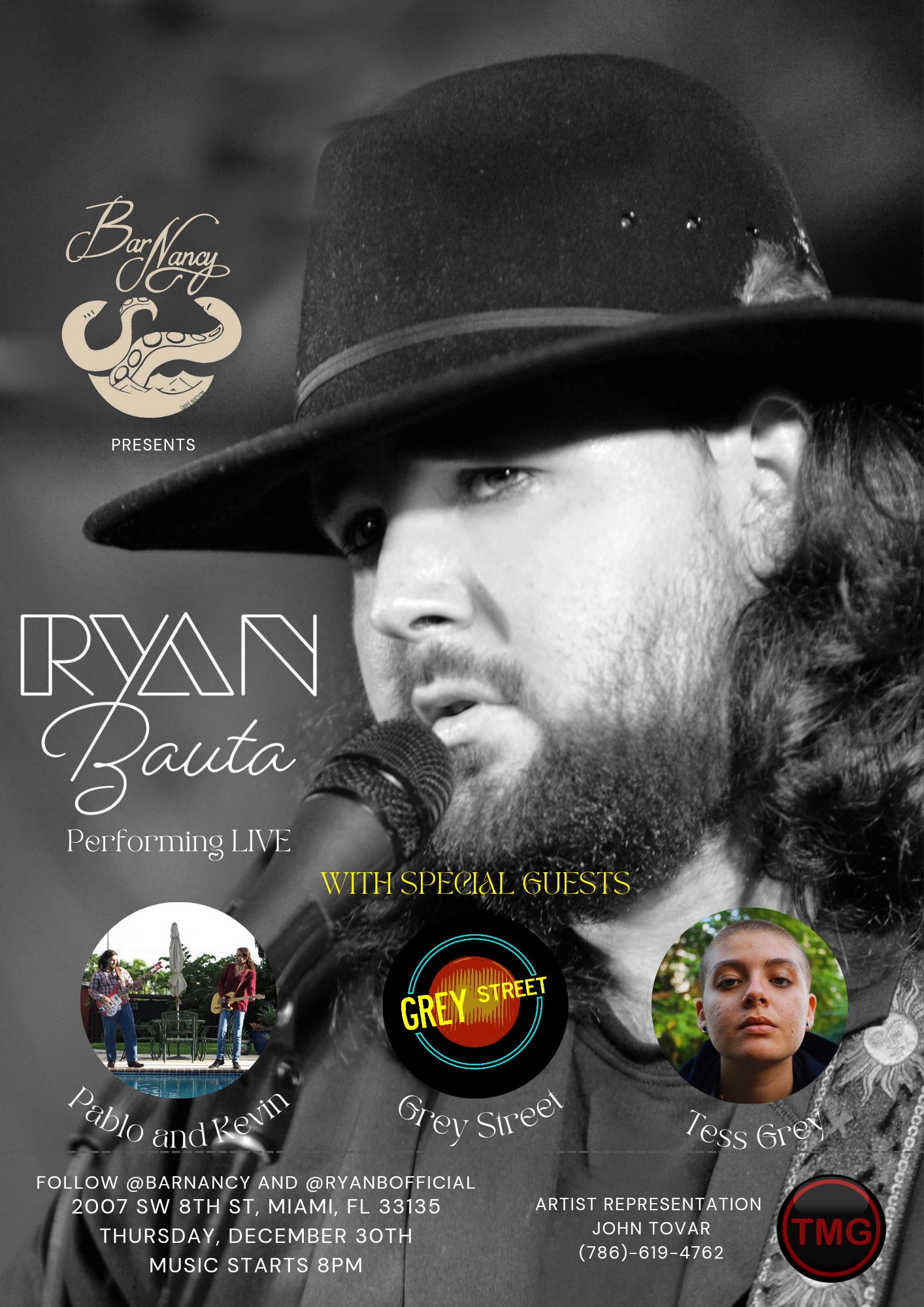 Ryan Bauta live at Bar Nancy - Dec 30th at 8PM