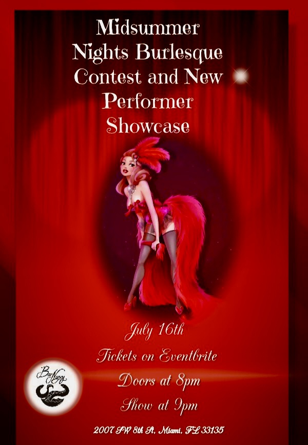 Midsummer Nights Burlesque Contest and New Performer Showcase at Nancy July 16th 9PM