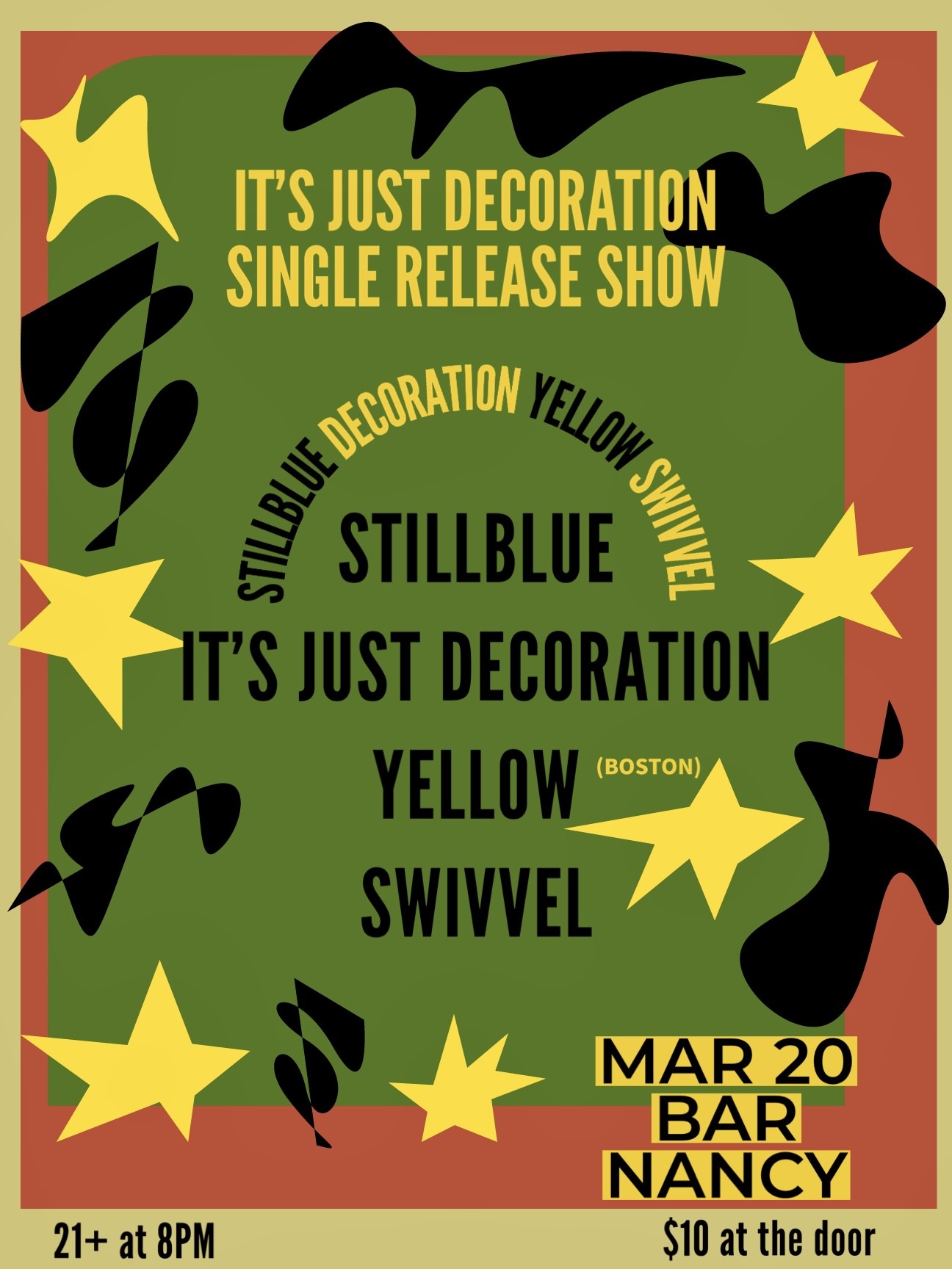 STILLBLUE. - ITS JUST DECORATION. - YELLOW. - SWIVVEL AT BAR NANCY